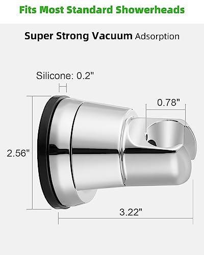 Hibbent Suction Cup Shower Head Holder, Removable Shower Head Bracket, Height Adjustable Shower Wand Holder & Wall Mount No Drill Shower Head Bra