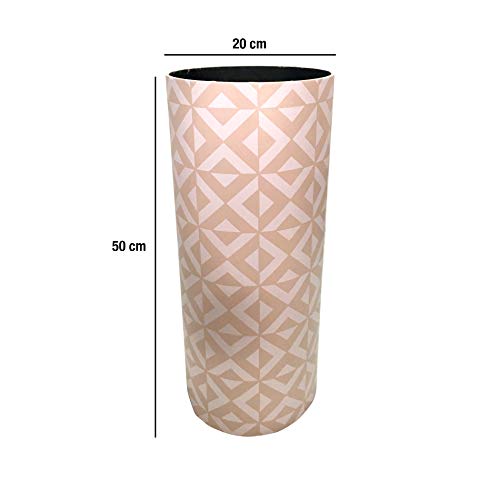 Rebecca Mobili Umbrella Stand Geometric Design, Round Beige White Umbrella Holder, Mdf Canvas, Home Office Furniture - Dimensions: 50x20x20 cm (H
