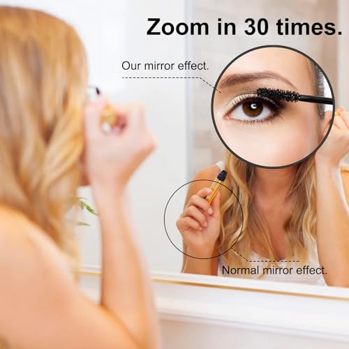 Leikedun 30X Magnifying Mirror, 3.5 inches Magnifying Mirror with Suction Cup and 2Pcs Tweezers, Stick on Shower Mirror Travel Pocket Magnifying