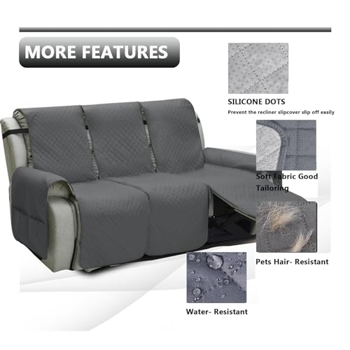 INEARZ Recliner Sofa Covers, Recliner Sofa Covers 3 Seater Waterproof Protector, Recliner Chair Cover For Armchairs With Side Pocket(3 Seater)