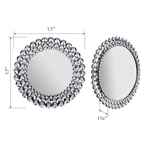 Patton Wall Decor Everly Hart Collection Round Jeweled Mirror, 17" x 17"