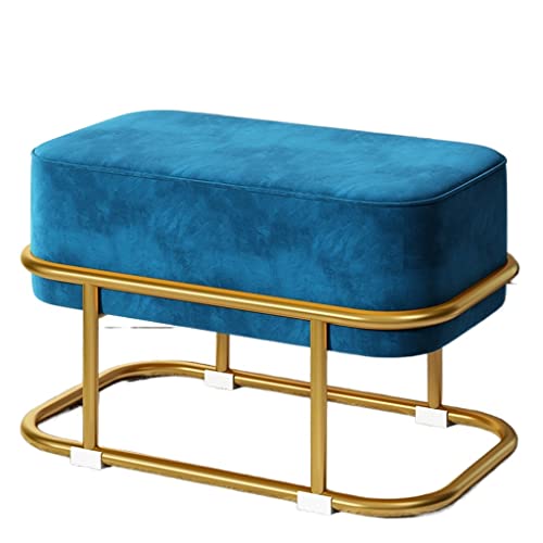 LUKEO Small stool, household low stool, living room, fabric sofa, round stool, sitting pier (Color : Argento, Size : Talla �nica)