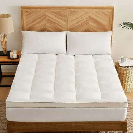 Mattress Topper - Thick Mattress Topper Cover for Back Pain - Extra Firm Mattress Pad - Pillow Top Mattress Protector - Breathable Bed Topper - 8