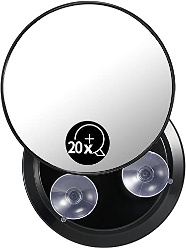 OMIRO Bathroom Mirror, 15cm 20X Magnifying Makeup Mirror (Black,Round)