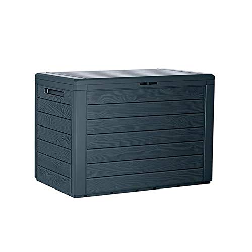 Prosperplast ZA1215 Garden Chest 190 Litres Woodebox Plastic in Anthracite 78 x 43.3 x 55 cm, Small