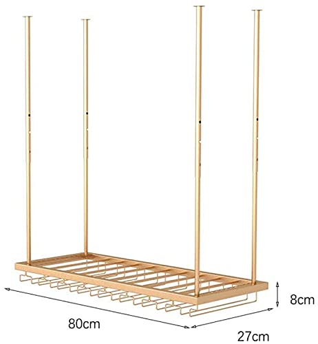 SUCHETA Hanging Wine Rack with Glass Holder and Shelf, Wine Rack Ceiling Wine Racks, Hanging Wine Glass Holder, Upside Down Home Wine Holder, Win