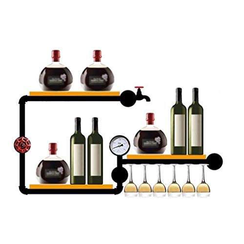 LIUZH Wall Decoration Wine Rack, Home Wall Wine Rack, Vintage Industrial Wall Iron Wine Rack
