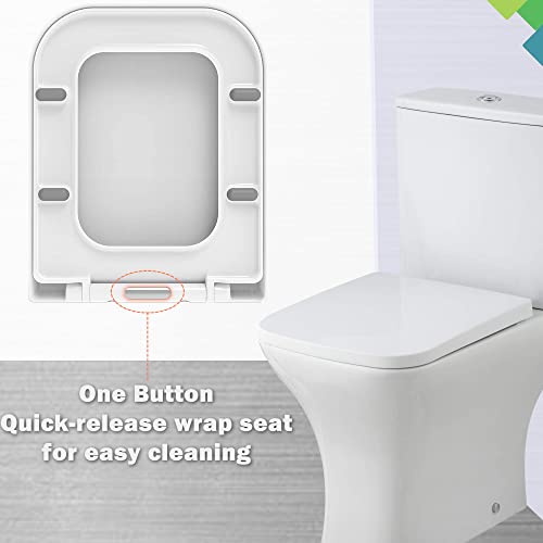 Mass Dynamic Square Toilet Seat with Soft Close Top Fix Toilet Seats with One Button Quick Release Cleaning for Better Hygiene, Rectangle Loo Sea