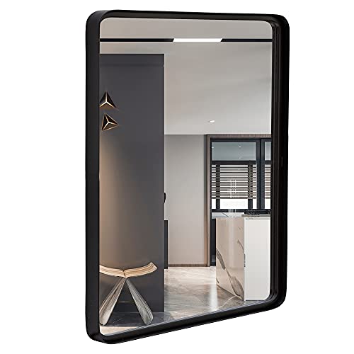 NOVA DECOR 41x51CM Bathroom Mirror for Wall, Rectangle Metal Mirror Black for Living Room, Bedroom & Entryway, Modern Style Mirror for Master Bat