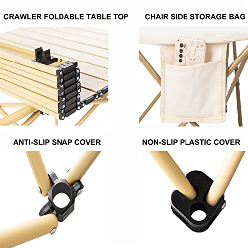 Outdoor Folding Table And Chairs Patio Furniture Sets,Folding Camping Table with Oxford Cloth Chairs, for Outdoor Garden And Balcony, Hiking, BBQ