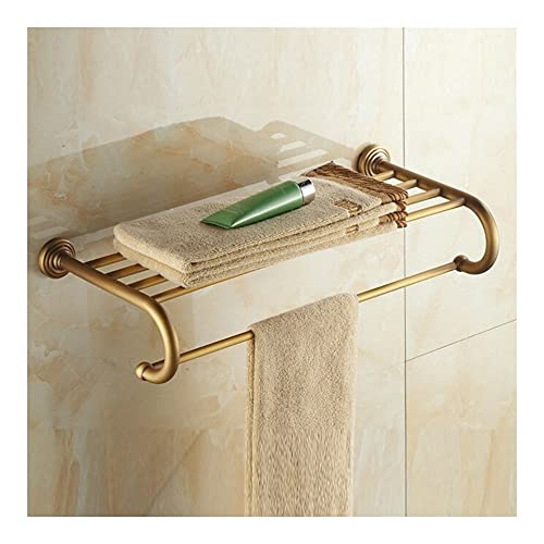 HIGOH Towel Racks,Bathroom Towel Rack Wall Mounted Towel Holder,Wall Mounted Vintage Retro Antique Brass Bathroom Large Towel Rail,Towel Bar Hold