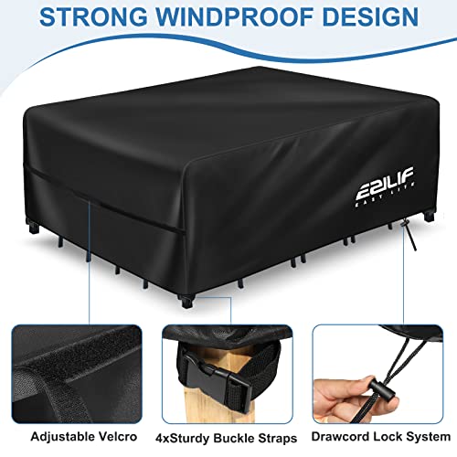 Ezilif Garden Furniture Covers Waterproof, 200x160x74cm Garden Furniture Covers, 420D Oxford Outdoor Furniture Covers Waterproof, UV-Anti & Windp