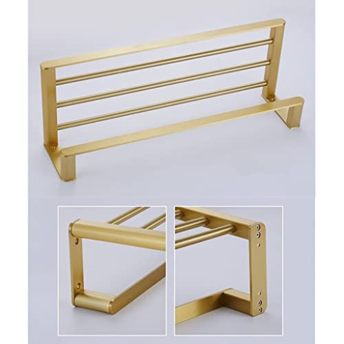 HIGOH Towel Racks,Bathroom Towel Rack Wall Mounted Towel Holder,Bath Hardware,Brushed Aluminum Towel Rack Towel Bar Corner Shelf,Nail Punched