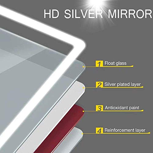 Illuminated LED Bathroom Mirror with 3 Color Modes, 500 X 700Mm Wall Mounted LED Mirrors Light with Dimmable Touch Control Switch, Ip44 Waterproo