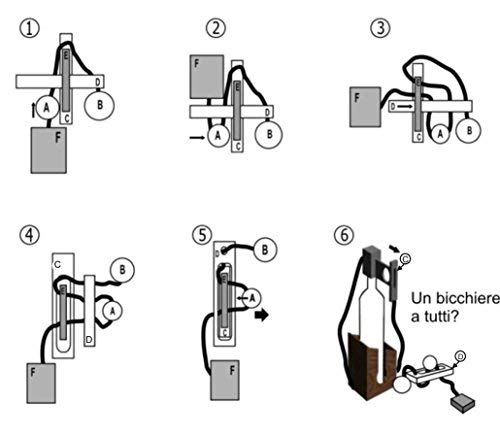 Logica Puzzles Art. Not For Alcoholics - Wooden Brain Teaser - Wine Bottle Puzzle - Difficulty 3/6 Hard - Leonardo da Vinci Collection