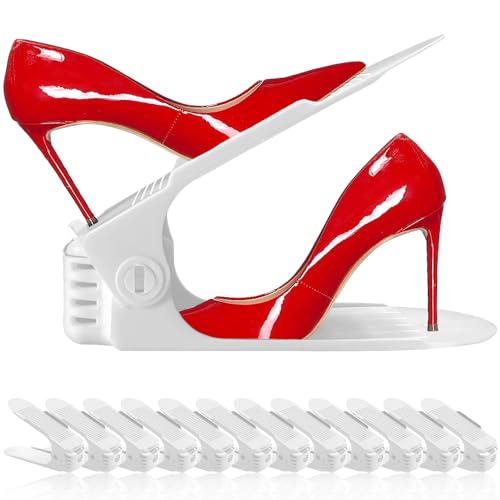 New Shoe Slots Organizer 12 Pack - Upgrade Shoe Stackers for a Pair Of Shoes, Shoe Storage Shoe Space Savers 50%, 5 Levels Adjustable Space Savin