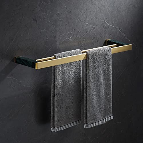 HIGOH Towel Racks, Towel Rail for Bathroom,Light Brass Brushed Towel Bar,Bathroom Hand Towel Holder,Double-Bar Nordic Bathroom Marble