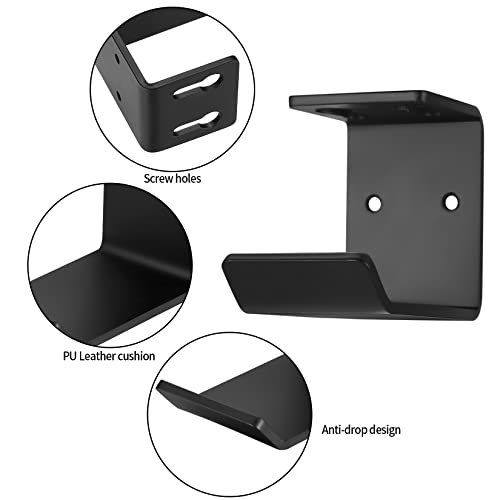 Jttxiu 2 Pieces Headphone Holder Wall Mount, Headphone Holder, Headset Holder, Headphone Stand Hanger for Wireless and Wired Headphones - Black