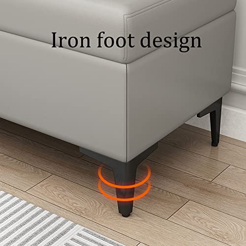 Storage Ottoman Bench for Bedroom, PU Ottoman with Storage And Safety Hinge, Modern Entryway Bench Seat Shoe Rack Bench with Metal Legs, for Bedr