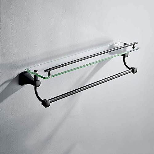 RSOCHS Stainless Steel Towel Towel Rack - Bathroom Pendant Double Bathroom Glass Shelf(50×19.5cm)