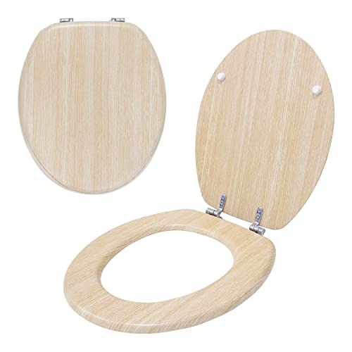 Anika 92499 Marble Effect Toilet Seat Anti Bacterial Coating Chrome Hinges, 43cm x 37.5cm