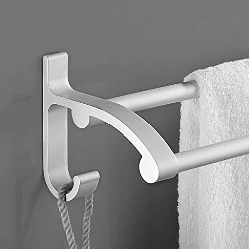 N/A Wall-Mounted Space Aluminum Double Bar Towel Rack, Metal Towel Bar, Wall-Mounted Towel Holder Towel Shelf,for Bathroom Kitchen
