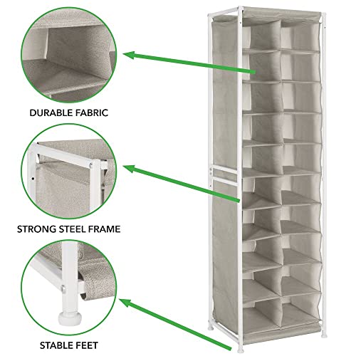 mDesign Shoe Rack – Practical Canvas Storage Cubes with Metal Frame for Hallway or Storeroom – Canvas Storage Unit with 20 Compartments – Linen/T