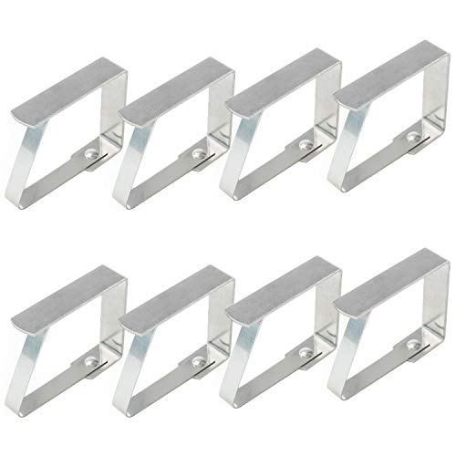 TRIXES 8PC Pack of Stainless-Steel Tablecloth Clips - Adjustable Metal Clips – Perfect for Table Buffets Food Platters Parties BBQ’s Home and Out