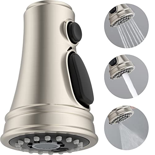 Hibbent Kitchen Faucet Head Replacement, Pull Down Kitchen Spray Head with 9 Adapters, 3-Function Kitchen Sink Spray Nozzle Compatible withMost F