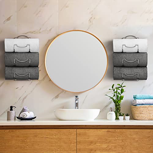 Towel Rack Wall Mounted, Set of 2 Towel Storage for Bathroom, Metal Bath Towels Holder, Hanging Washcloth Hand Towel Storage Organizer (Chrome)