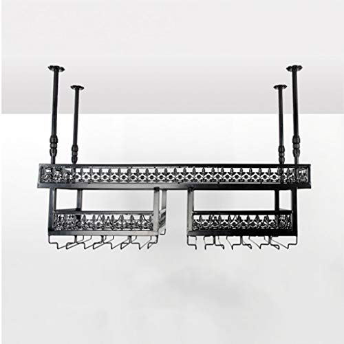 PIBM Kitchen Wine Rack Upside down Home Bar Creative Goblet Rack Hanging European Wine Cabinet Assembly Wine Rack J111, Black , 150*31cm