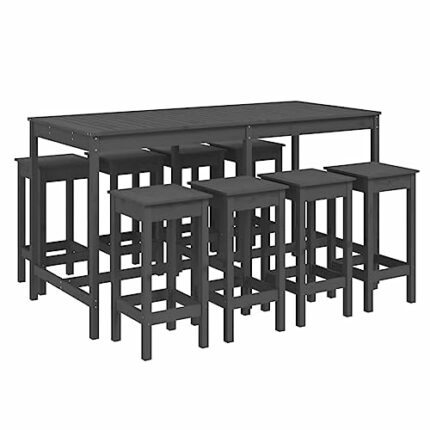 vidaXL 9 Piece Garden Bar Set Grey Solid Wood Pine