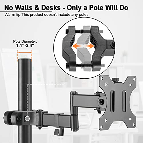 PUTORSEN Universal VESA Pole Mount Fits 17 to 32 inch Screens, Full Motion TV Pole Mount Bracket with Articulating Arm, VESA 75mm and 100mm