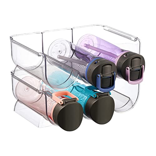 Newin Star Plastic Stackable Water Bottle Holder Bin – Kitchen Pantry Refrigerator Storage Bins - Wine and Water Bottle Organizer Stand for Home