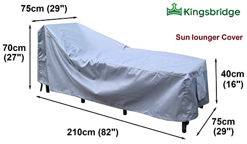 Kingsbridge Sun Lounger Cover Waterproof Anti UV Heavy Duty Rip Proof 600D Fabric Breathable 210x75x70/40cm Outdoor Sun Lounger Cover
