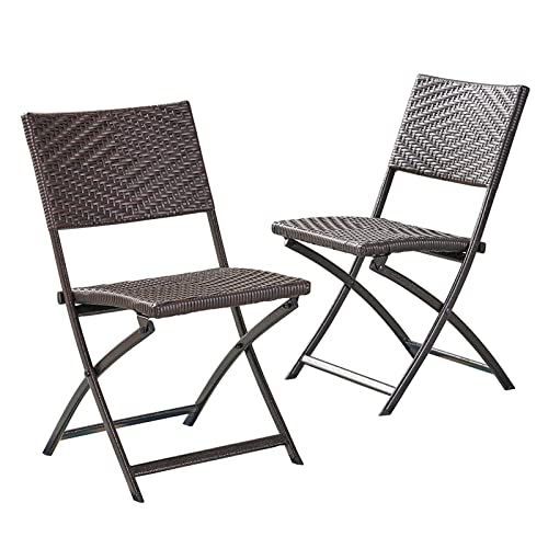 Outdoor Folding Chair, Lightweight Collapsible Rattan Chairs, Easy to Store & Carry, for Picnic, BBQ Garden Patio Yard,2pcs