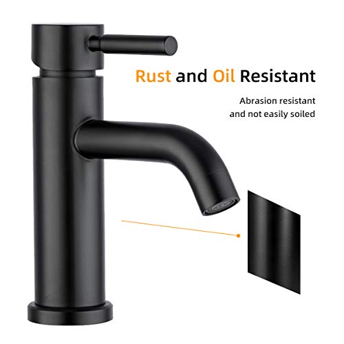 GAPPO Monobloc Basin Mixer Tap with Lead Free Stainless Steel Single Lever Bathroom Sink Taps, Matte Black