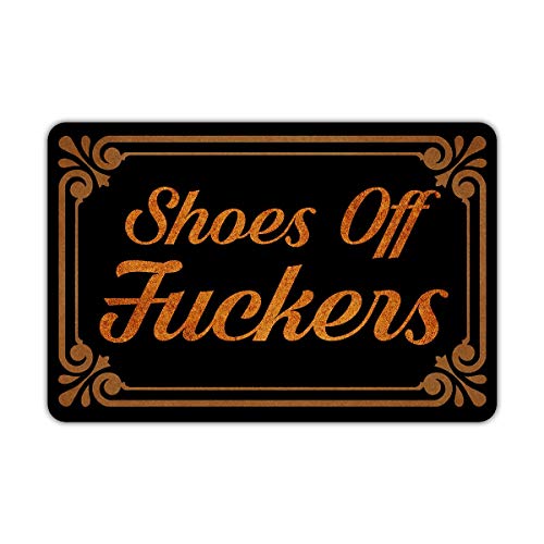 Muikoo Front Door Mat Welcome Mat Shoes Off ers Washable Rubber Non Slip Backing Funny Doormat Indoor Outdoor Rug 23.6"(W) X 15.7"(L)