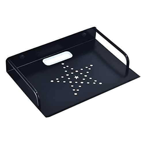 HNVNER Wall Mounted Router Shelf, Small Projector Wall Stand Metal TV Box Bracket Floating Shelf For Media Boxes/Blu-Ray Players/Satellite TV Box