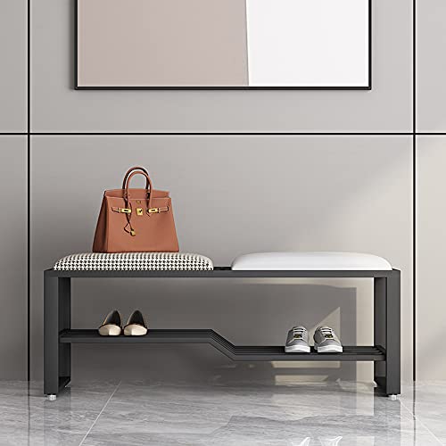 Shoe Bench with Seat Cushion Hallway/Entryway Storage Unit Bench Cabinet 2 Tiers Shoe Rack 80/100/120cm(Size:80cm/31.5in,Color:White)