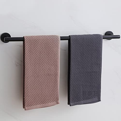 Hoopever 24Inch Towel Rails Wall Mounted, SUS304 Stainless Steel Towel Holder Hanger Rail, Black Round Single Towel Bar Rack Bath Towel Hanger Or