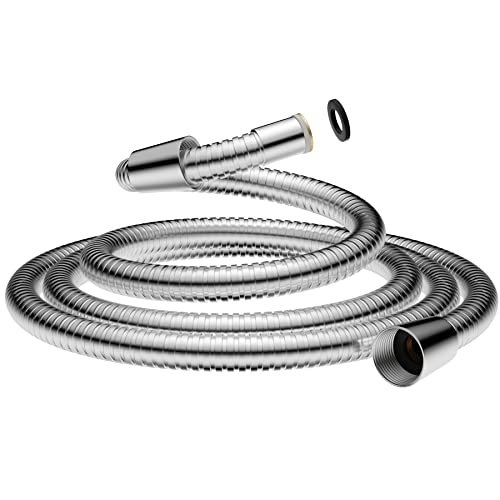 Hibbent 16mm (Outer)/10mm(Inner) Large Bore Shower Hose 1.5m(59") -Supper Low Water Pressure Boosting Shower Hoses with Chrome, Universal Anti-Ki