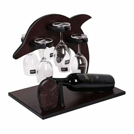 ZYZMH Red Wine Solid Wood Rack, Creative European Style Wine Rack, Wooden Table Rack, Red