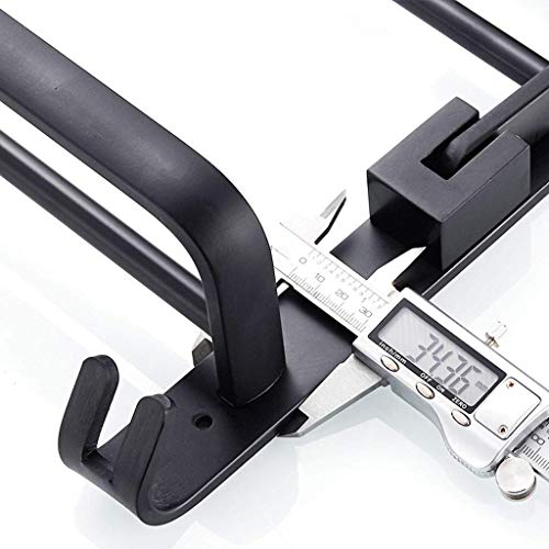 RSOCHS Multifunctional Towel Rack - Towel Rack Double Layer Stainless Steel Bathroom Shelf Holder Wall Mounted Matte Black