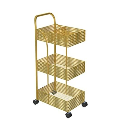 BHVXW Iron Rack Bedroom Kitchen Metal Mobile Bathroom Storage Rack Wheeled Trolley Gold Kitchen Cart Kitchen Island (Color : D, Size : 40x29x96)