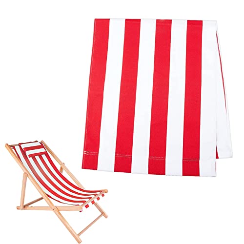 SMELEYOU Beach Chair Cloth, Chairs Canvas Covers, Sunloungers, Deck Chair Sling Replacement 114x43 cm/45 x 17 inch Red and White Stripes Deck Cha