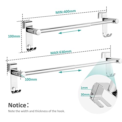 EMKE Retractable Towel Rail, Bathroom Over the Door Hanging Towel Rack with Hooks, Stainless Steel Sink Towel Holder with Adjustable Length, Radi
