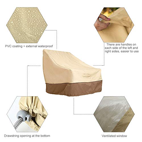 Outdoor High Back Patio Chair Cover Waterproof 210D Oxford Fabric Heavy Duty Garden Rocking Chair Seat Cover Veranda Reclining Armchair Furniture