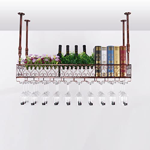 EYLINK Ceiling Wine Rack, Vintage Wine Bottle Rack, Wall Mounted Display Wine Rack Floating Shelf, Adjustable Height (Size : 100CM)