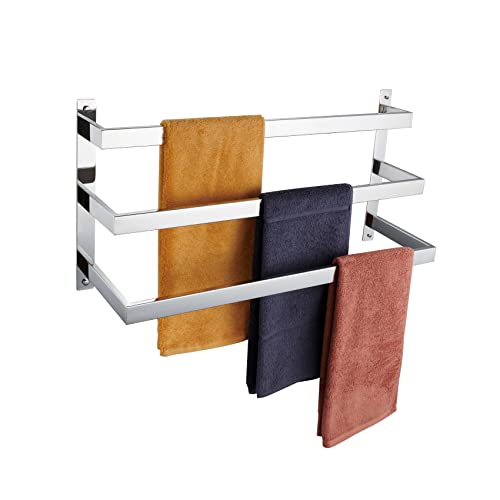 KOKOSIRI Towel Bars Bath Towel Holders Chrome Bathroom 3-Tiers Ladder Towel Rails Wall Mounted Towels Shelves Rack Polished Stainless Steel, B500